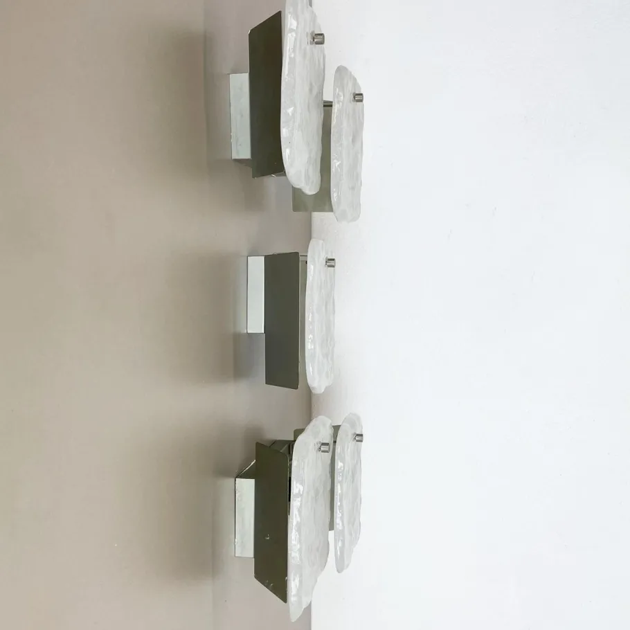 Clearance Pamono Hollywood Regency Ice Glass Wall Light from Kalmar Lights, 1960s, Set of 3