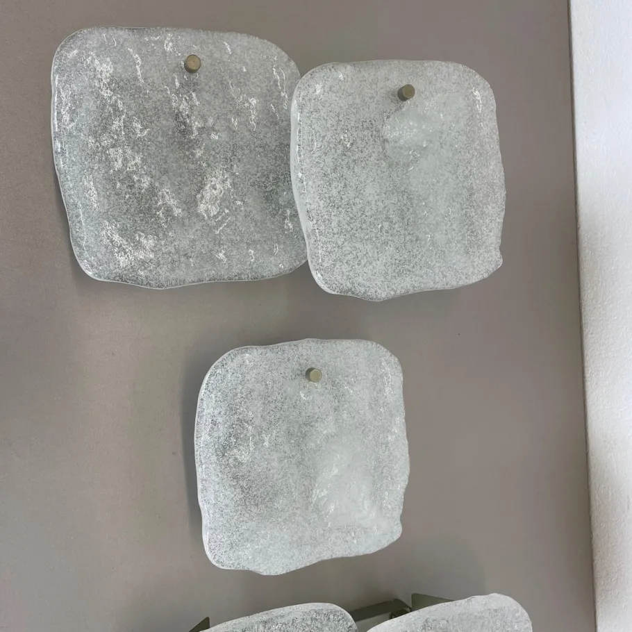 Clearance Pamono Hollywood Regency Ice Glass Wall Light from Kalmar Lights, 1960s, Set of 3