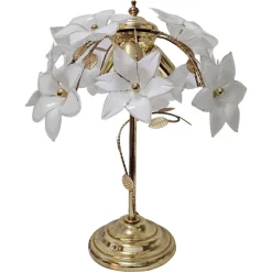 Sale Pamono Hollywood Regency Murano Glass Floral Table Lamp, Italy, 1970s