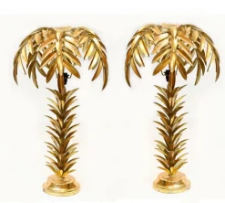 Outlet Pamono Hollywood Regency Palm Table Lamps, Set of 2