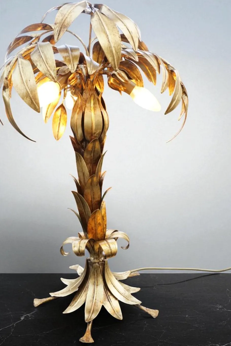 Pamono Hollywood Regency Palm Tree Table Lamp by Hans Kögl, 1980s