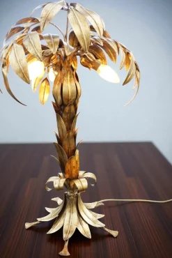Pamono Hollywood Regency Palm Tree Table Lamp by Hans Kögl, 1980s