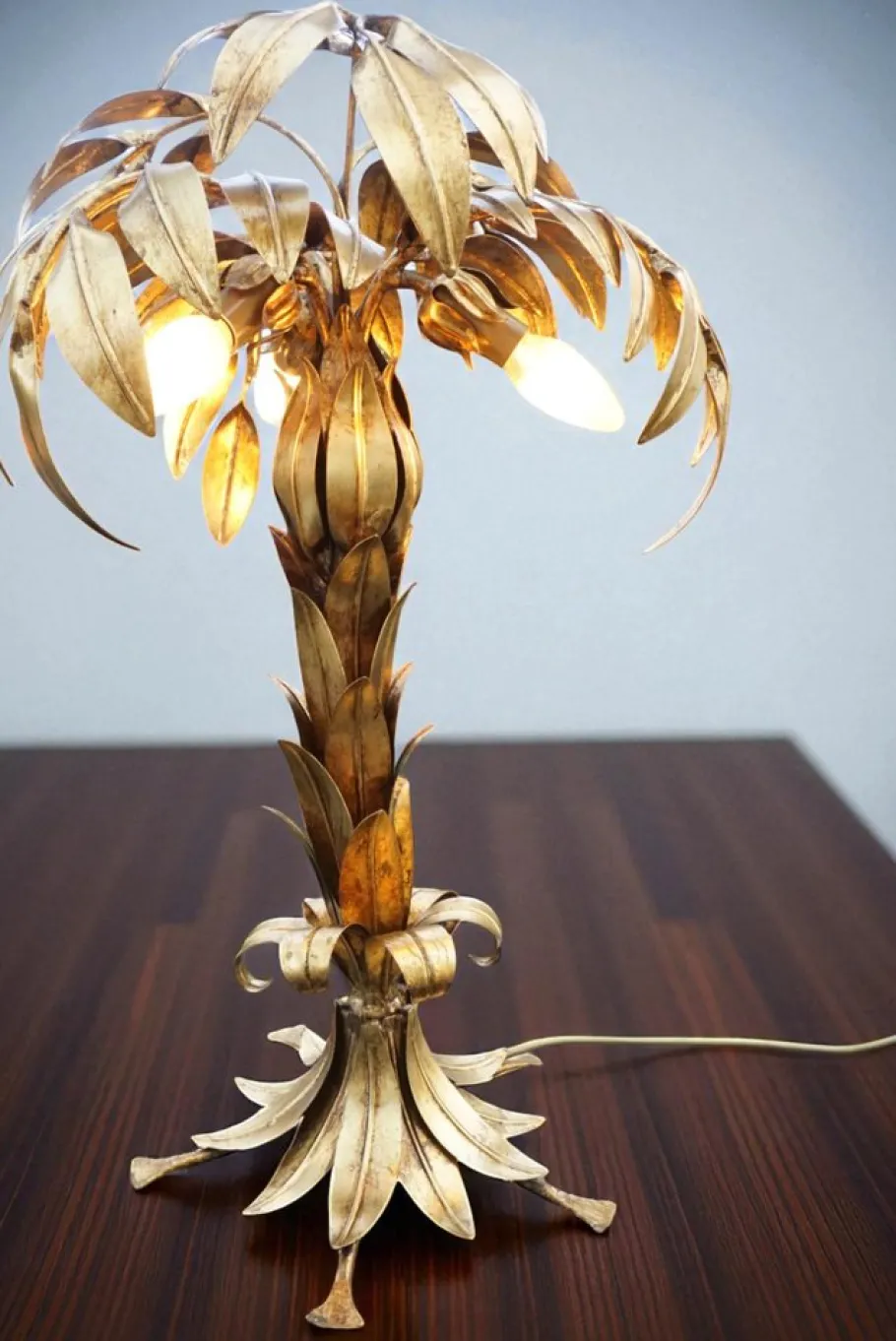 Pamono Hollywood Regency Palm Tree Table Lamp by Hans Kögl, 1980s