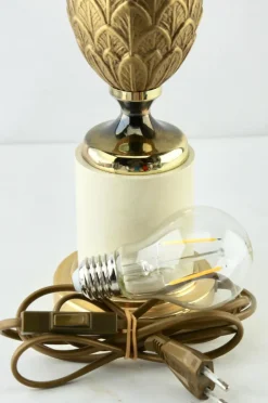 Sale Pamono Hollywood Regency Sculptural Brass Pineapple Table Lamp in the Style of Maison Jansen