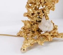 Hot Pamono Hollywood Regency Table Lamp Base in Bronze and Quartz by Claude Victor Boeltz, 1980s