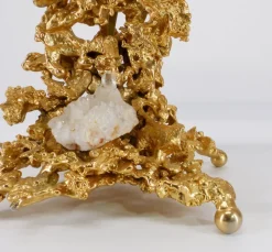 Hot Pamono Hollywood Regency Table Lamp Base in Bronze and Quartz by Claude Victor Boeltz, 1980s