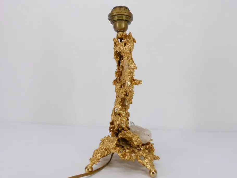 Hot Pamono Hollywood Regency Table Lamp Base in Bronze and Quartz by Claude Victor Boeltz, 1980s