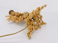 Hot Pamono Hollywood Regency Table Lamp Base in Bronze and Quartz by Claude Victor Boeltz, 1980s