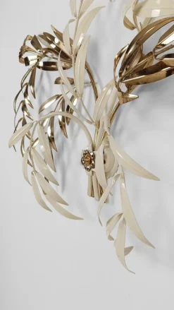 Hot Pamono Hollywood Regency Wall Light Sconce in White & Gilt Metal Leaf by Hans Kögl, 1970s