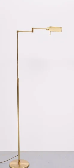 New Pamono Holtkoetter Brass Swing Arm Floor Lamp, Germany, 1980s