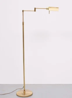 New Pamono Holtkoetter Brass Swing Arm Floor Lamp, Germany, 1980s