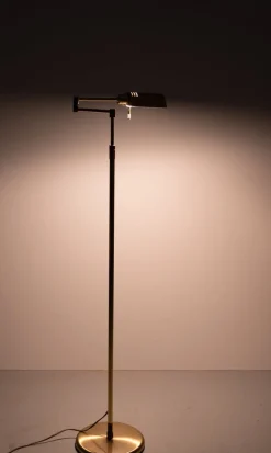 New Pamono Holtkoetter Brass Swing Arm Floor Lamp, Germany, 1980s