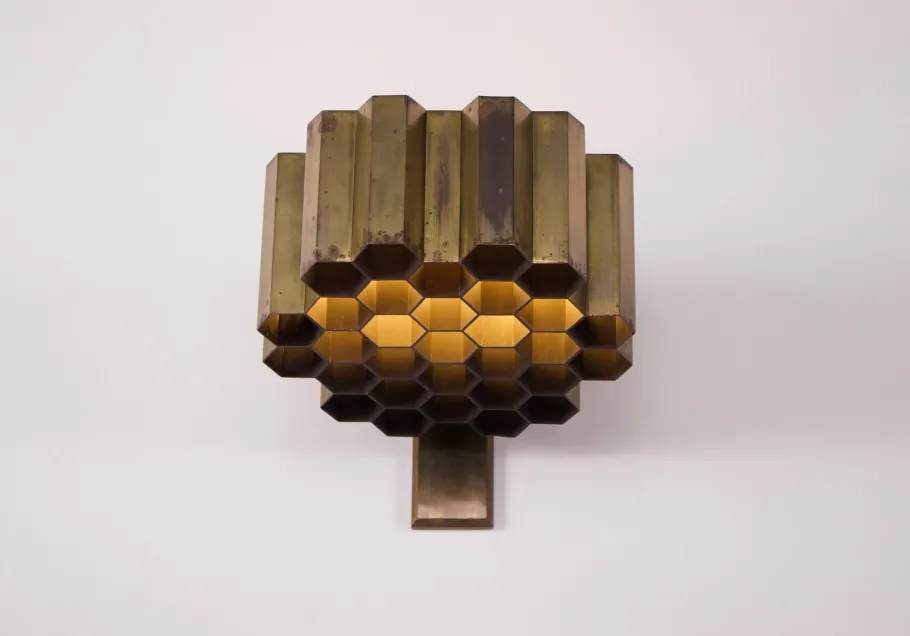 New Pamono Honeycomb Wall Lamp by Jules Wabbes, 1950s