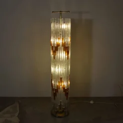 Pamono Ice & Orange Murano Glass Floor Lamp by Albano Poli for the Poliarte