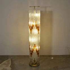 Pamono Ice & Orange Murano Glass Floor Lamp by Albano Poli for the Poliarte