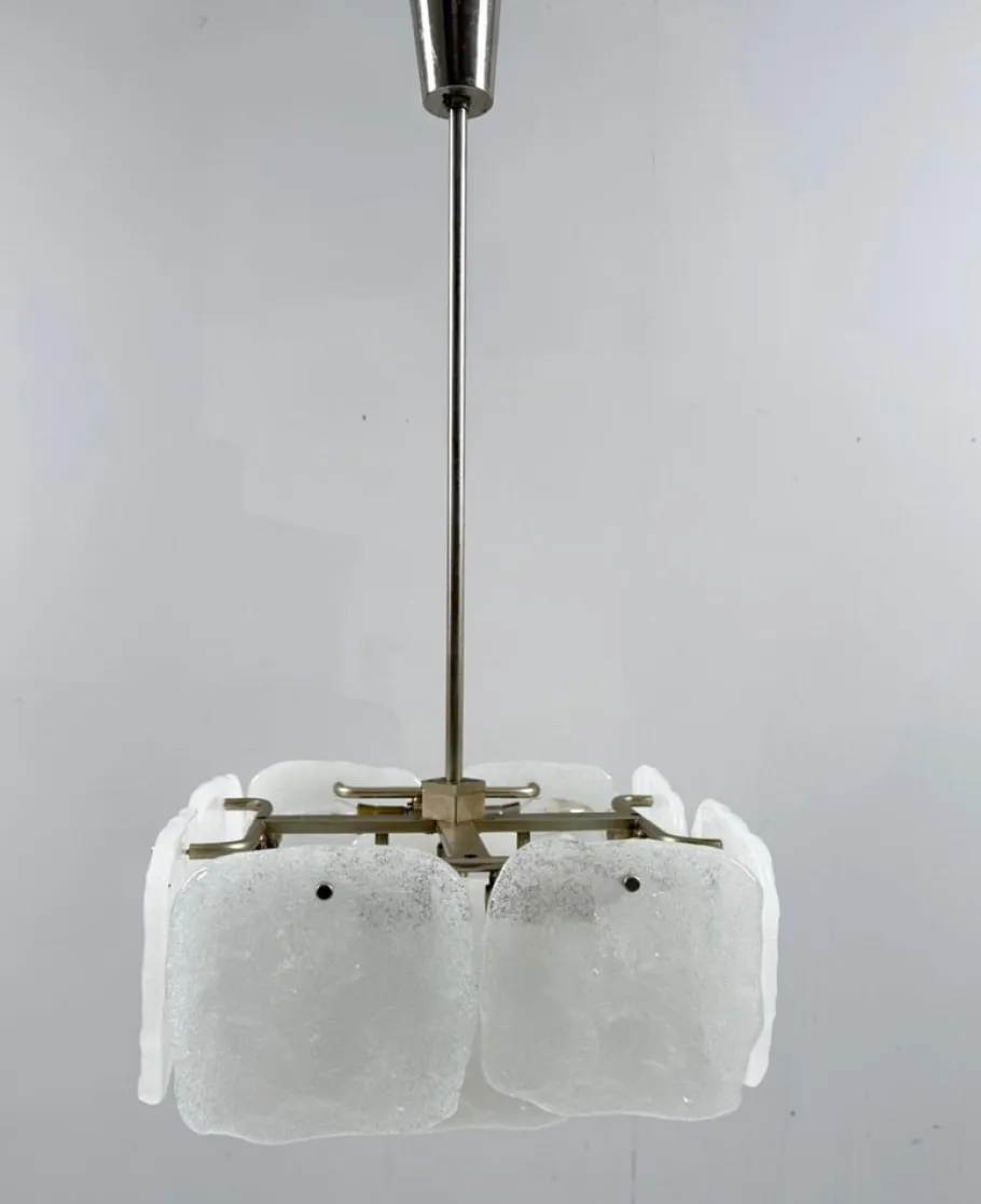 Clearance Pamono Ice Glass Bernstein Ceiling Lamp by J. T. Kalmar for Kalmar Franken, Austria, 1960s