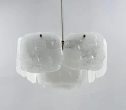 Clearance Pamono Ice Glass Bernstein Ceiling Lamp by J. T. Kalmar for Kalmar Franken, Austria, 1960s