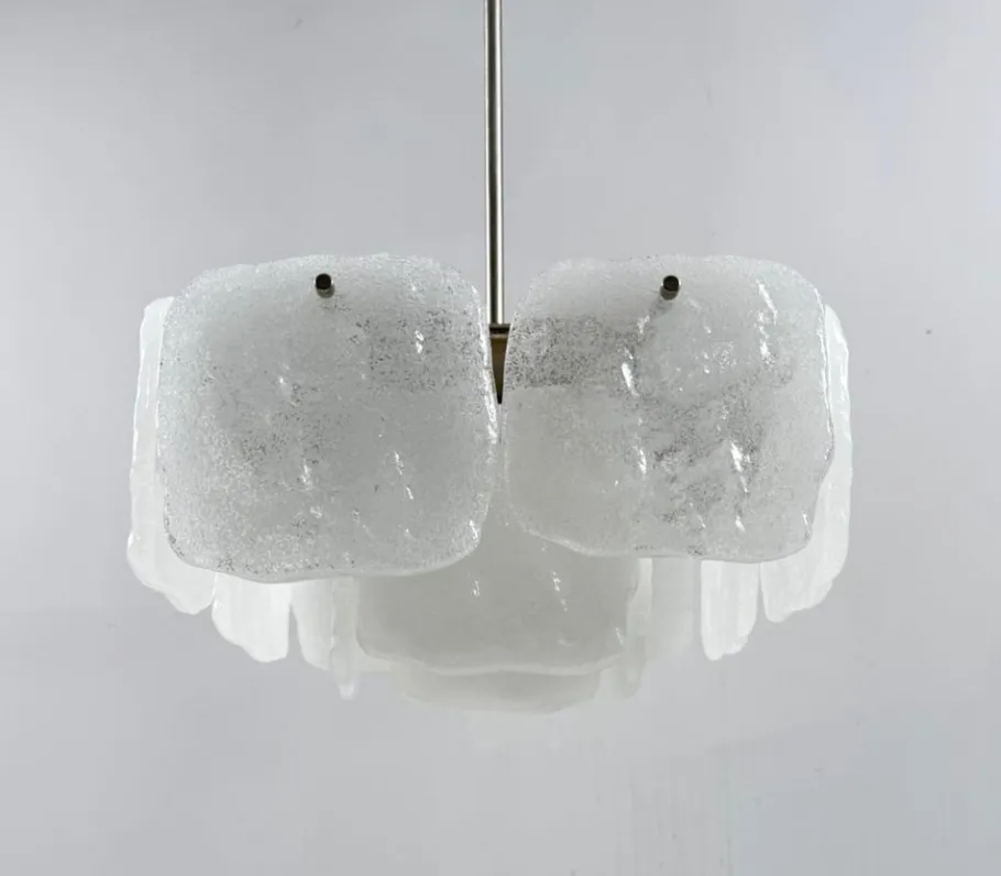 Clearance Pamono Ice Glass Bernstein Ceiling Lamp by J. T. Kalmar for Kalmar Franken, Austria, 1960s
