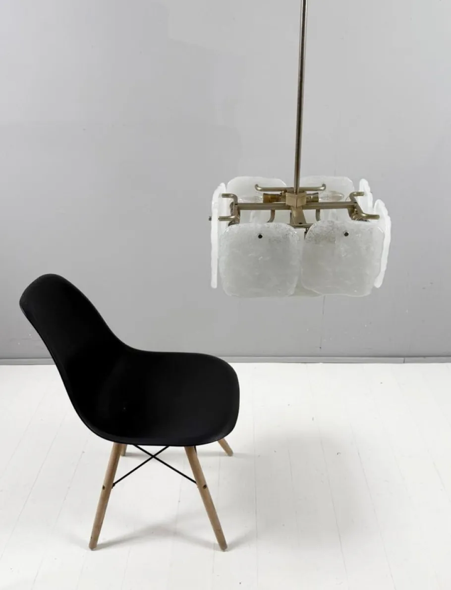 Clearance Pamono Ice Glass Bernstein Ceiling Lamp by J. T. Kalmar for Kalmar Franken, Austria, 1960s