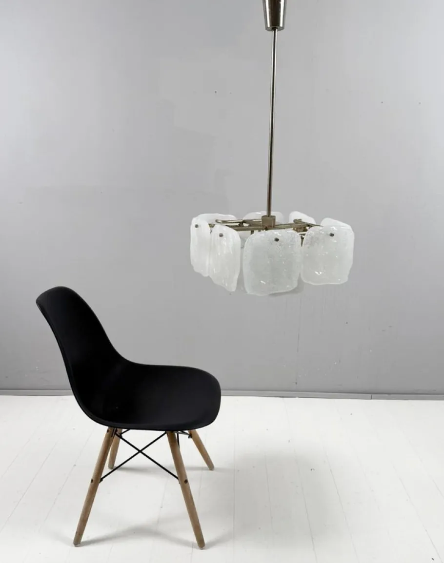 Clearance Pamono Ice Glass Bernstein Ceiling Lamp by J. T. Kalmar for Kalmar Franken, Austria, 1960s