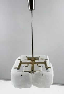 Clearance Pamono Ice Glass Bernstein Ceiling Lamp by J. T. Kalmar for Kalmar Franken, Austria, 1960s
