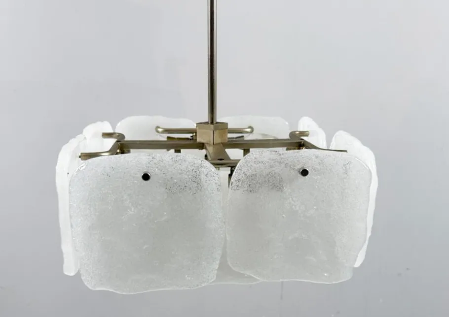 Clearance Pamono Ice Glass Bernstein Ceiling Lamp by J. T. Kalmar for Kalmar Franken, Austria, 1960s