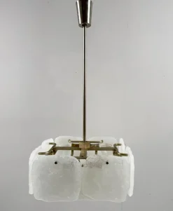Clearance Pamono Ice Glass Bernstein Ceiling Lamp by J. T. Kalmar for Kalmar Franken, Austria, 1960s