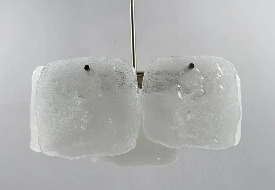 Clearance Pamono Ice Glass Bernstein Ceiling Lamp by J. T. Kalmar for Kalmar Franken, Austria, 1960s