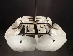 Clearance Pamono Ice Glass Bernstein Ceiling Lamp by J. T. Kalmar for Kalmar Franken, Austria, 1960s