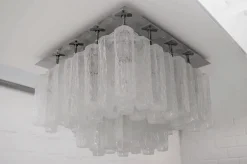 Hot Pamono Ice Glass Ceiling Lamp from Kalmar Franken Kg, 1960s