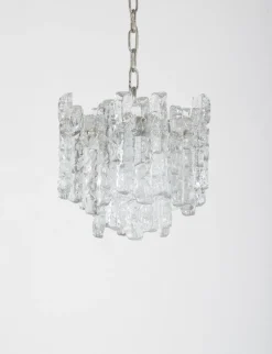 Discount Pamono Ice Glass Chandelier attributed to Kalmar Franken KG, 1960s