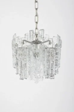 Discount Pamono Ice Glass Chandelier attributed to Kalmar Franken KG, 1960s