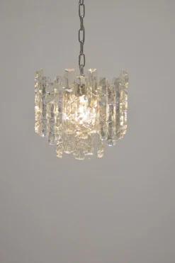 Discount Pamono Ice Glass Chandelier attributed to Kalmar Franken KG, 1960s