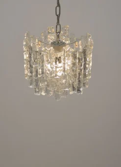 Discount Pamono Ice Glass Chandelier attributed to Kalmar Franken KG, 1960s