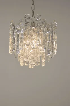 Discount Pamono Ice Glass Chandelier attributed to Kalmar Franken KG, 1960s