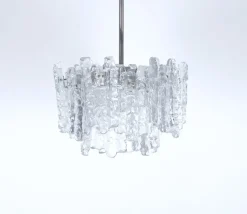Hot Pamono Ice Glass Chandelier by J. T. Kalmar for Kalmar Franken KG, 1960s