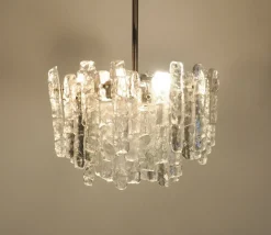 Hot Pamono Ice Glass Chandelier by J. T. Kalmar for Kalmar Franken KG, 1960s