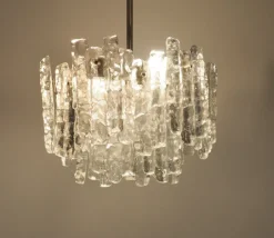 Hot Pamono Ice Glass Chandelier by J. T. Kalmar for Kalmar Franken KG, 1960s