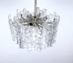 Hot Pamono Ice Glass Chandelier by J. T. Kalmar for Kalmar Franken KG, 1960s