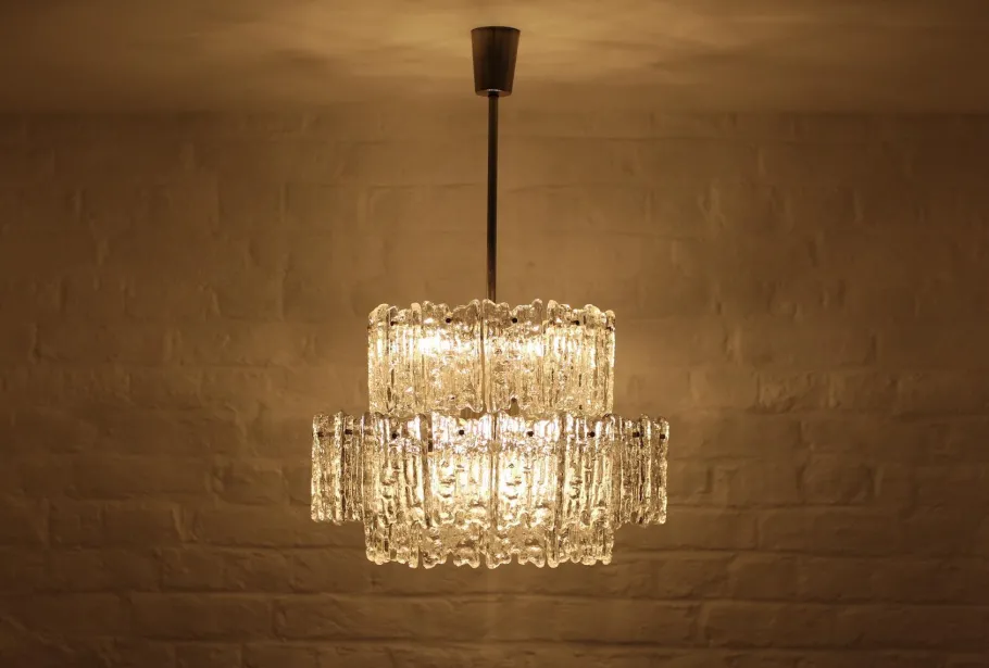 Best Pamono Ice Glass Chandelier by J. T. Kalmar