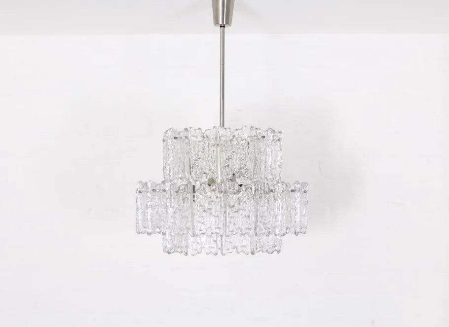Best Pamono Ice Glass Chandelier by J. T. Kalmar