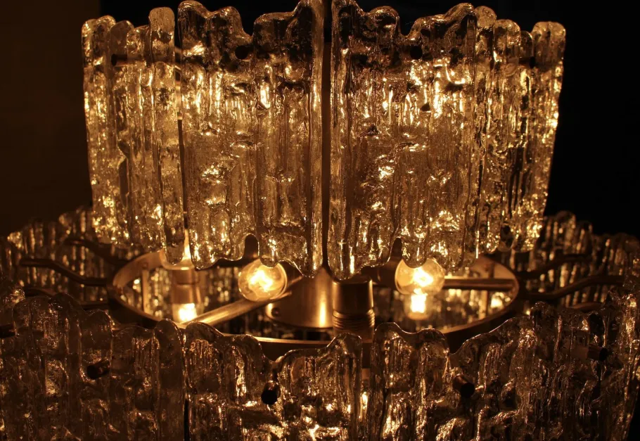 Best Pamono Ice Glass Chandelier by J. T. Kalmar