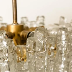 Sale Pamono Ice Glass Light Fixtures, 2 Wall Scones and 2 Chandeliers from Kalmar, Set of 4