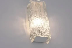 Hot Pamono Ice Glass Sconce of Wall Light from Kaiser Leuchten, 1960s