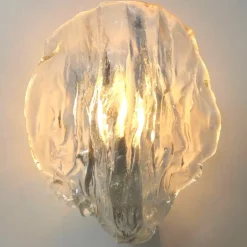 New Pamono Ice Glass Wall Lights by J. T. Kalmar for Kalmar Franken KG, 1970s, Set of 2