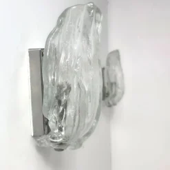 New Pamono Ice Glass Wall Lights by J. T. Kalmar for Kalmar Franken KG, 1970s, Set of 2