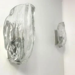 New Pamono Ice Glass Wall Lights by J. T. Kalmar for Kalmar Franken KG, 1970s, Set of 2