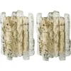 Hot Pamono Ice Glass Wall Lights with Brass Tone by J.T. Kalmar, Austria, 1960, Set of 2