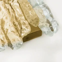 Hot Pamono Ice Glass Wall Lights with Brass Tone by J.T. Kalmar, Austria, 1960, Set of 2