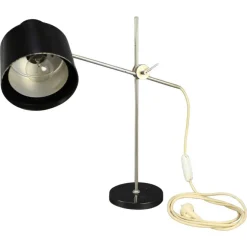 Pamono Industrial Adjustable Black Bakelite Table Lamp, Former Czechoslovakia, 1970s